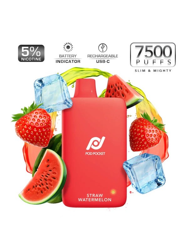 Pod Pocket Disposables [7500 Puffs] - Straw Watermelon