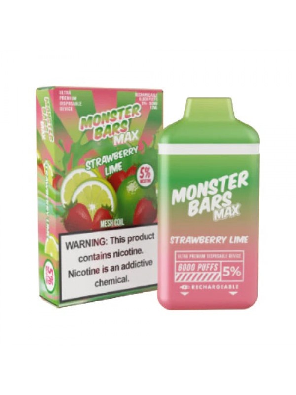 Monster Bars Max [6000 PUFFS] - Strawberry Lime
