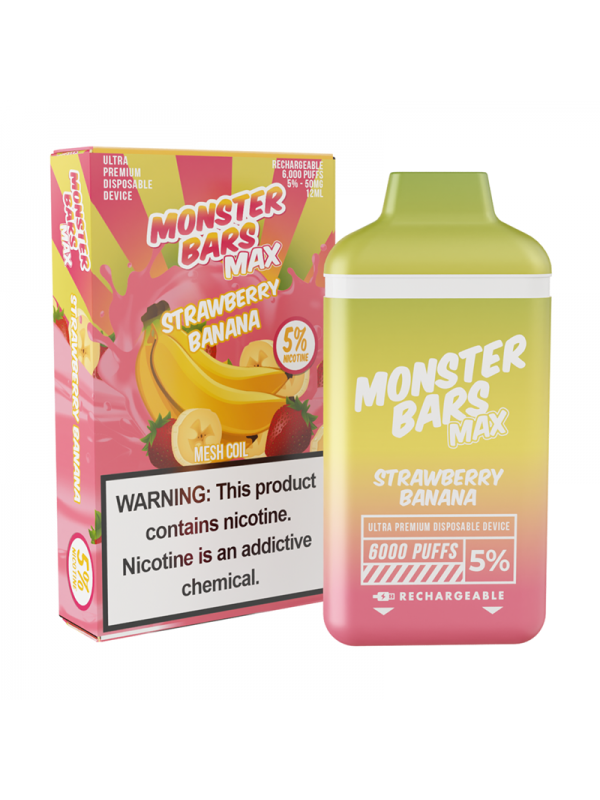 Monster Bars Max [6000 PUFFS] - Strawberry Banana