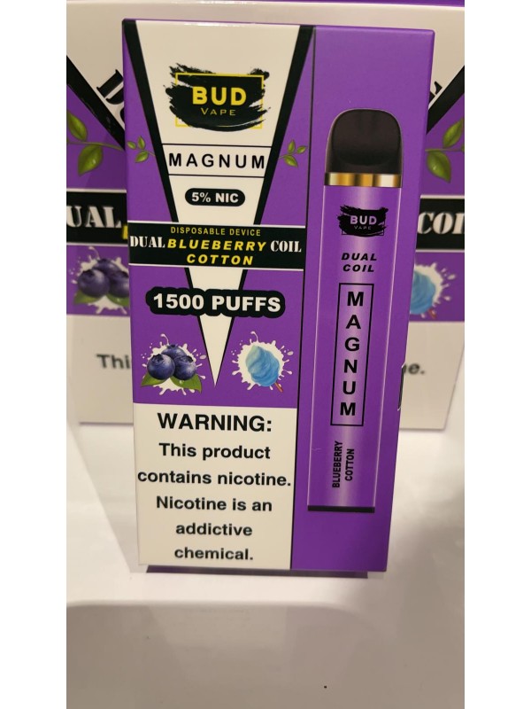 Bud Vape Magnum [Dual Coil] - 1500 Puffs - Blueberry Cotton [CLEARANCE]