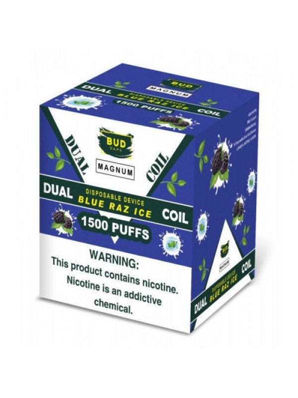 Bud Vape Magnum [Dual Coil] - 1500 Puffs - Blue Raz ice [CLEARANCE]